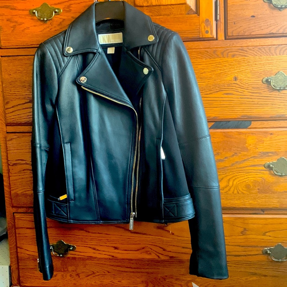 Michael Kors Leather Moto Jacket XS NWT